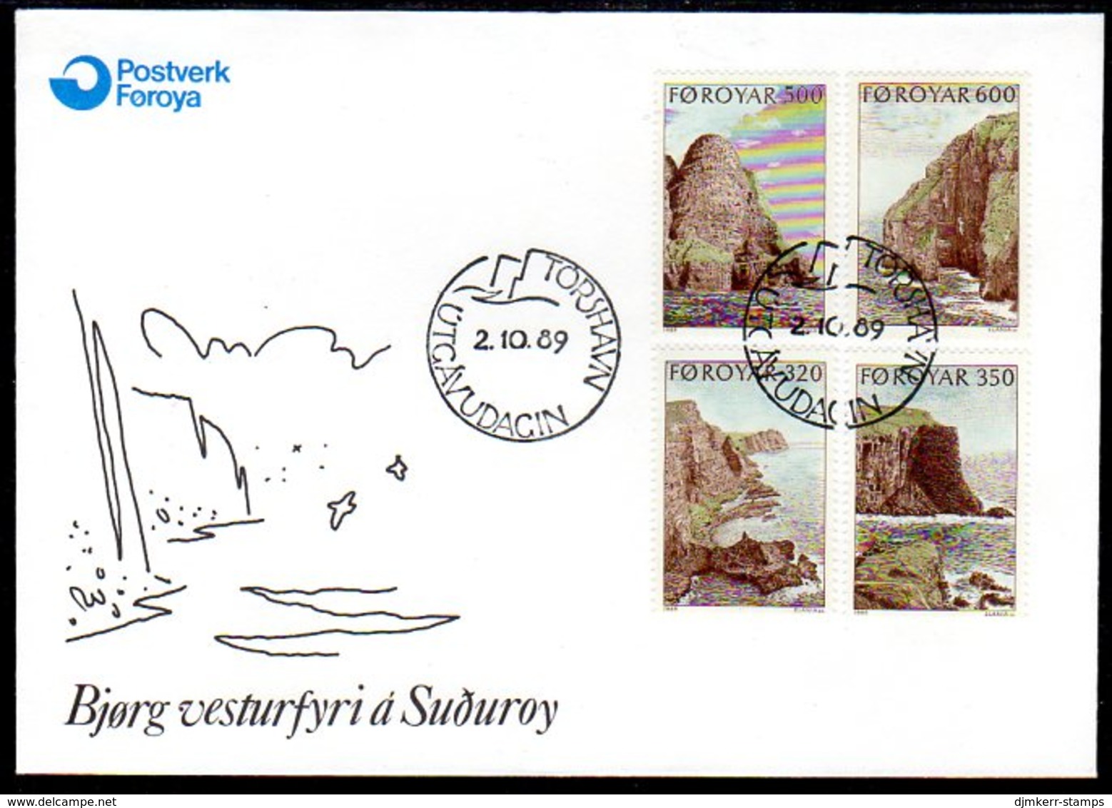 FAROE IS. 1989 Coastal Landscaps On FDC.  Michel 190-93 - Faroe Islands