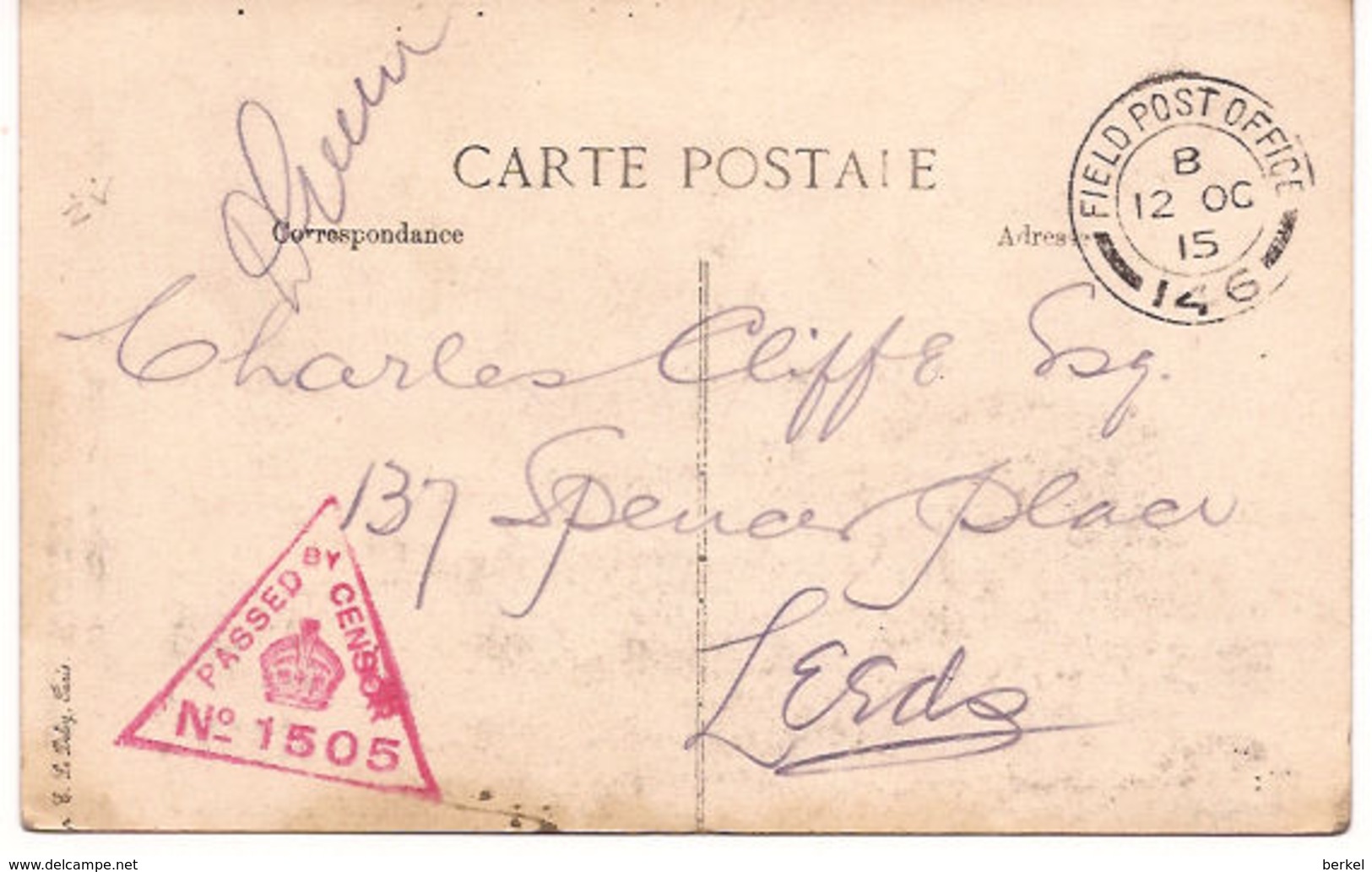 POPERINGHE Châlet De L'amitié En Jagershof Fieldpost Postally Stamped 1915 TRAM CENSOR 1505 CENSUUR  922/d5 - Poperinge