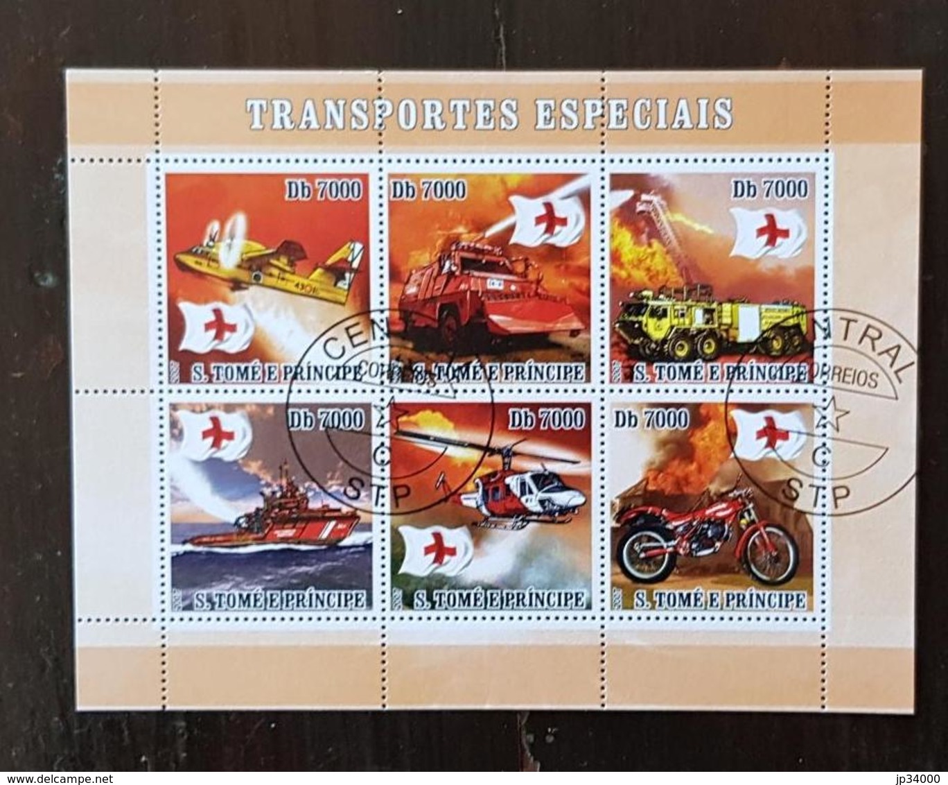 SAO TOME ET PRINCE Pompiers, Pompier, Firemen, Bomberos. Feuillets 6 Valeurs Emis En 2007 Oblitéré, Used - Pompieri