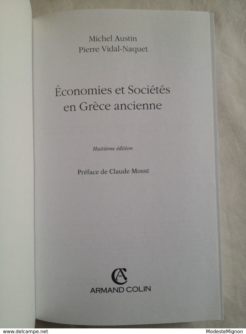 Economies Et Sociétés En Grèce Ancienne De Michel Austin Et Pierre Vidal-Naquet - Histoire