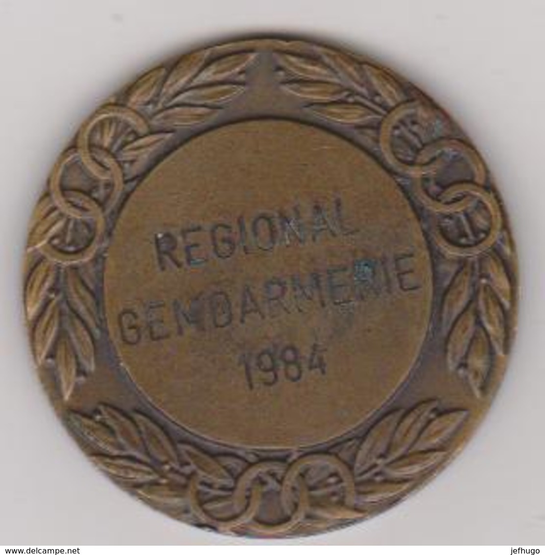 MEDAILLE BRONZE REGIONAL GENDARMERIE CROSS 1984 . GRAVEUR ORAGO .DIAMETRE 50 Mm POIDS 61 Gr - Autres & Non Classés