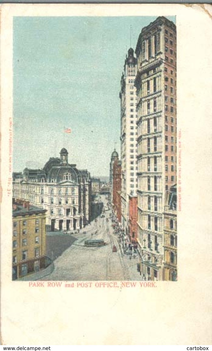 New York, Park Row And Post Office - Andere & Zonder Classificatie