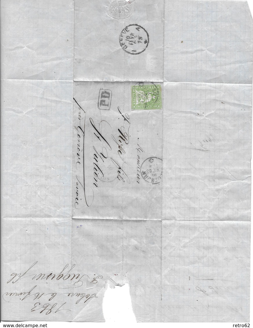 1854-1862 Helvetia (Ungezähnt) Strubel → PD-Brief Rundst.SOLOTHURN - Saint-Julien/F  ►SBK-26B4.Va◄ - Lettres & Documents