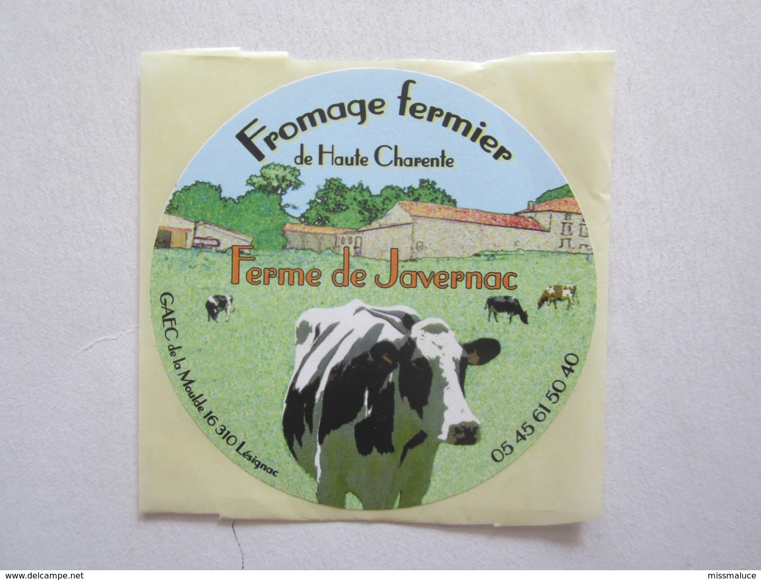 Etiquette Autocollant De Fromage Charente 16 Lésignac Ferme De Javernac Vache - Fromage