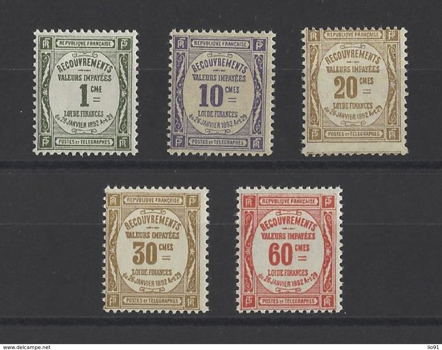FRANCE.  YT  Timbres Taxe  N° 43/48  (manque N°47)  Neuf **  1908 - 1859-1959 Neufs