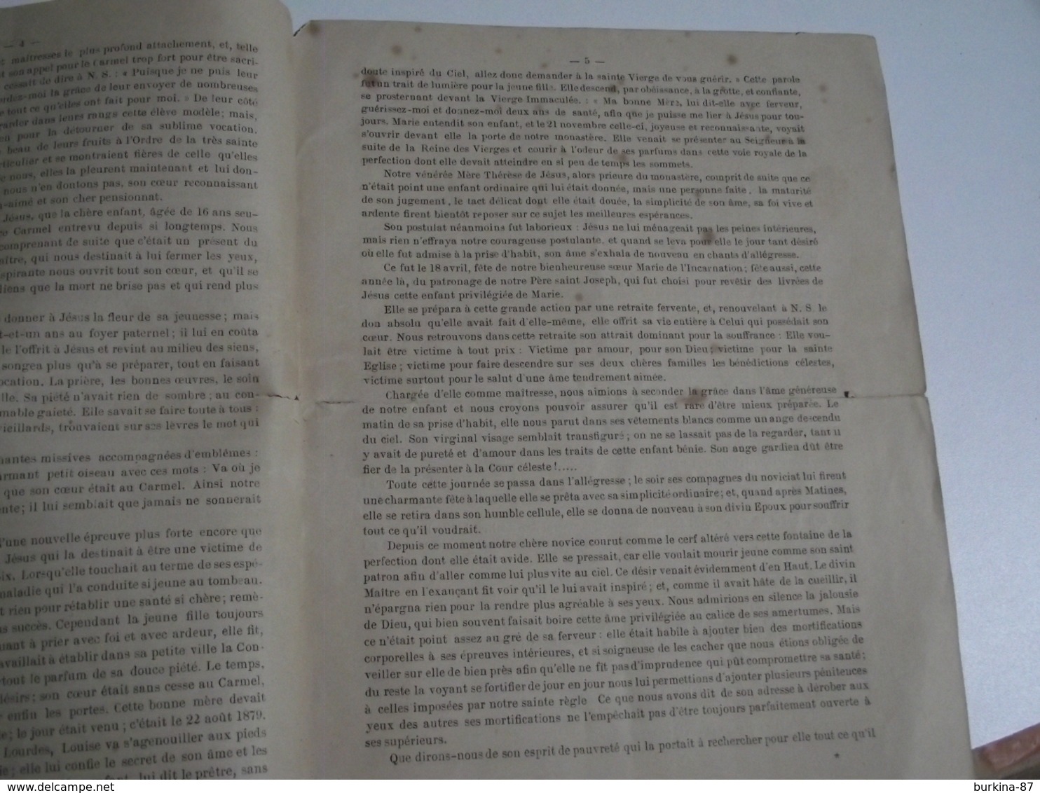 ORAISON FUNÈBRE , 1886, Carmelite De , Limoges, JMJ - Religion & Esotérisme