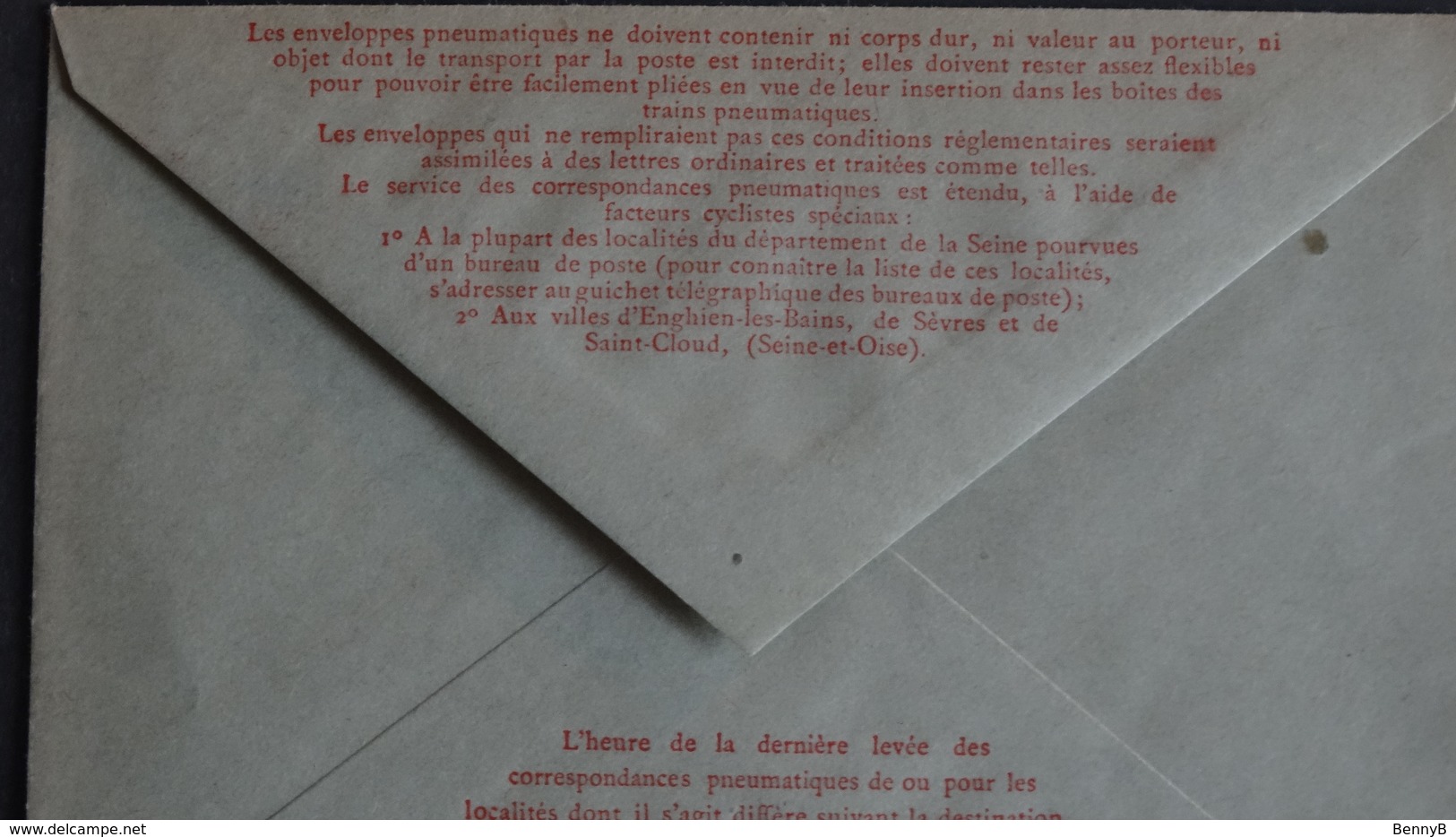 Entier 40c Chaplain Rouge Carmin Sur Enveloppe Pneumatique (1919) YT2773 Cote 38 € Sans Date Voir Scan - Autres & Non Classés