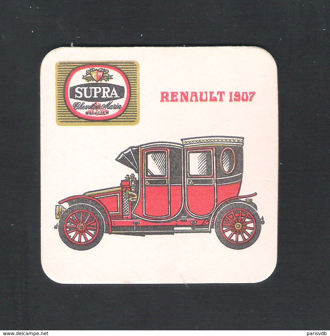 Bierviltje - Sous-bock - Bierdeckel : SUPRA - CHEVALIER MARIN - MECHELEN -  RENAULT 1907   (B 1127) - Sous-bocks