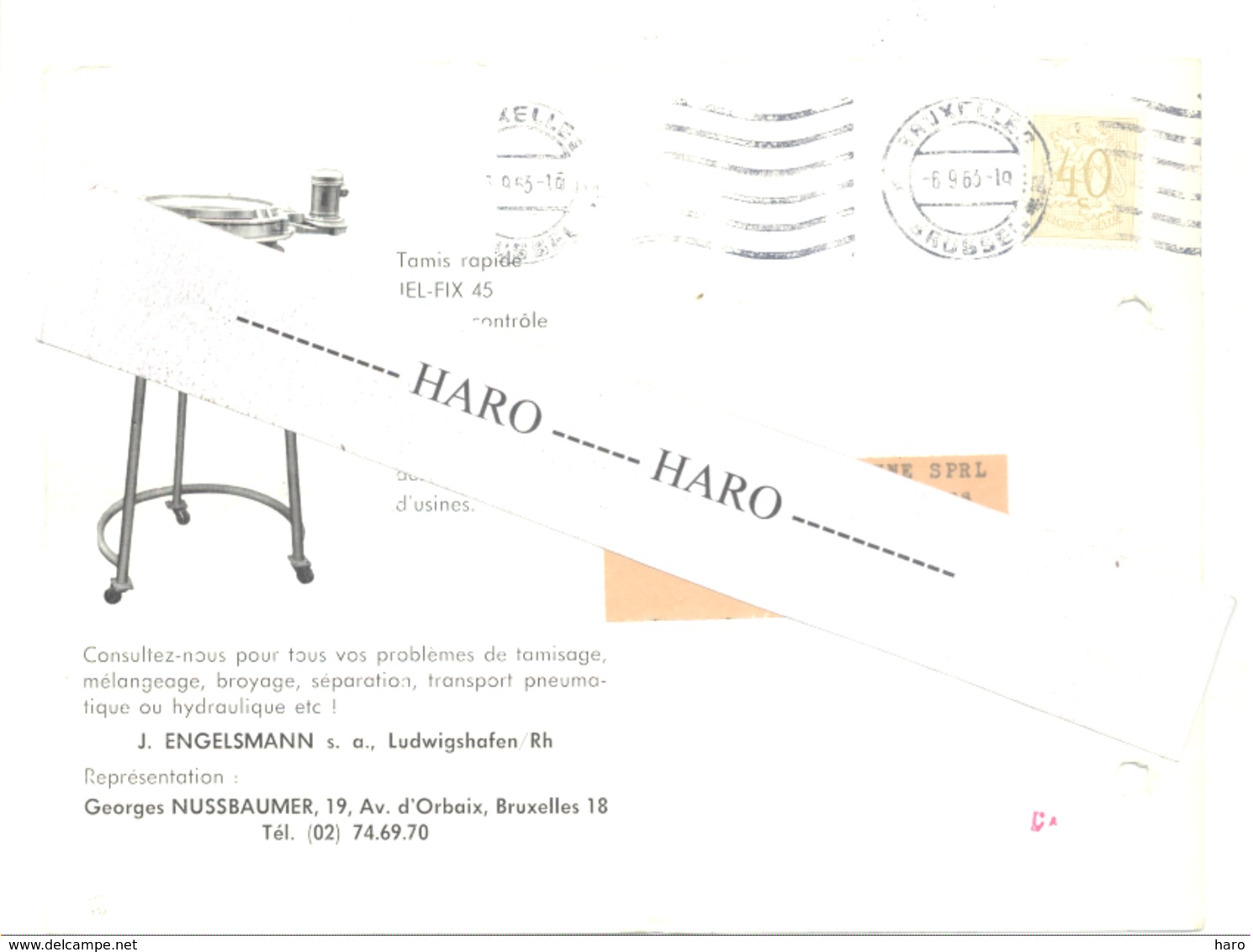 Carte Publicitaire Fa. J. ENGELSMANN Ludwigshafen - G. NUSSBAUMER Bruxelles - Tamis, Vibreur,..." VI-RO " 1963 (van) - 1950 - ...