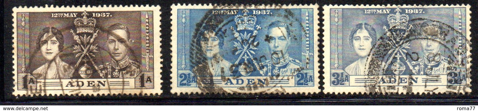 CI1005 - ADEN 1937 , Serie  Yvert N. 13/15  Usato (2380A) Incoronazione - Aden (1854-1963)