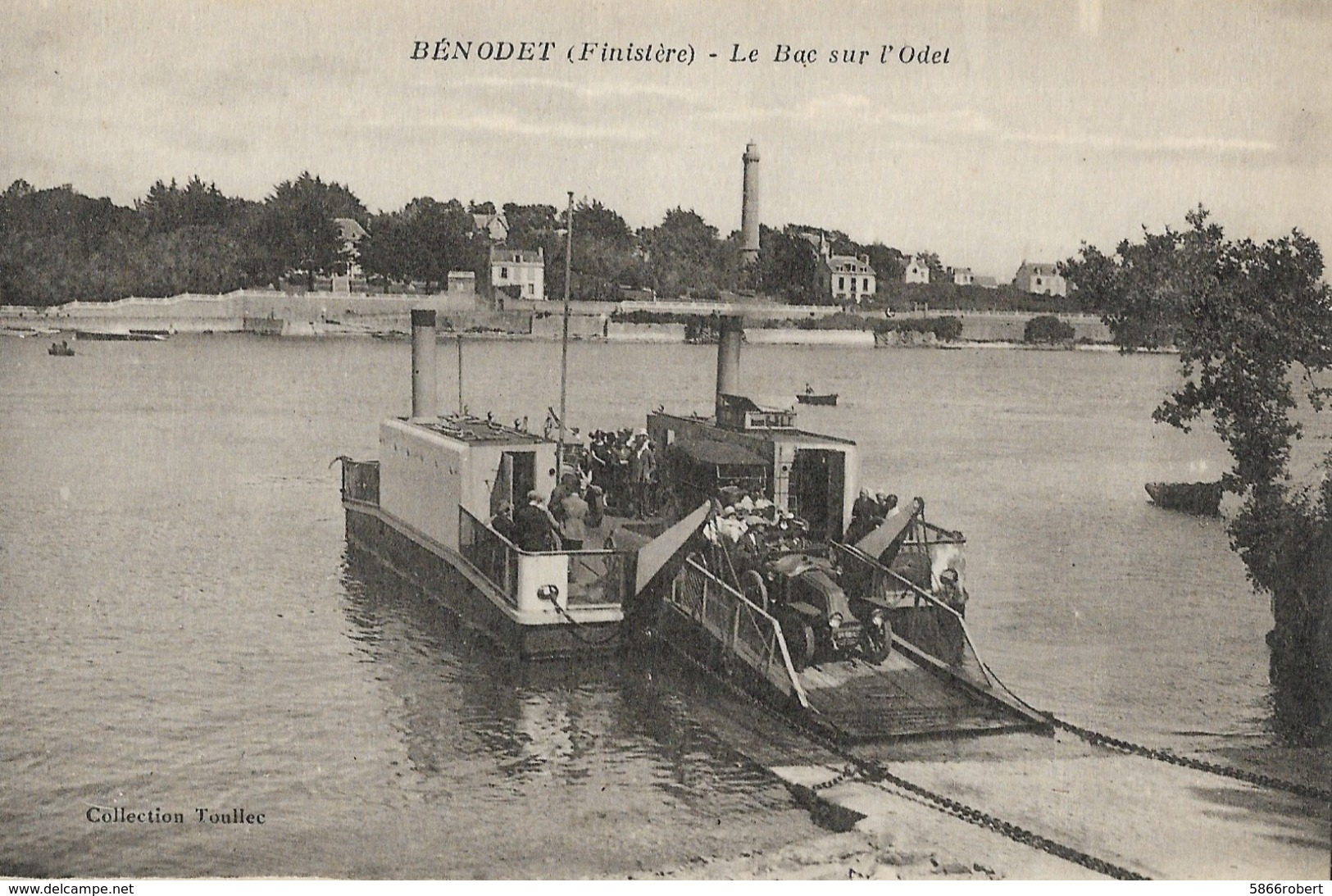 CARTE POSTALE ORIGINALE ANCIENNE : BENODET LE BAC SUR L'ODET ANIMEE FINISTERE (29) - Bénodet