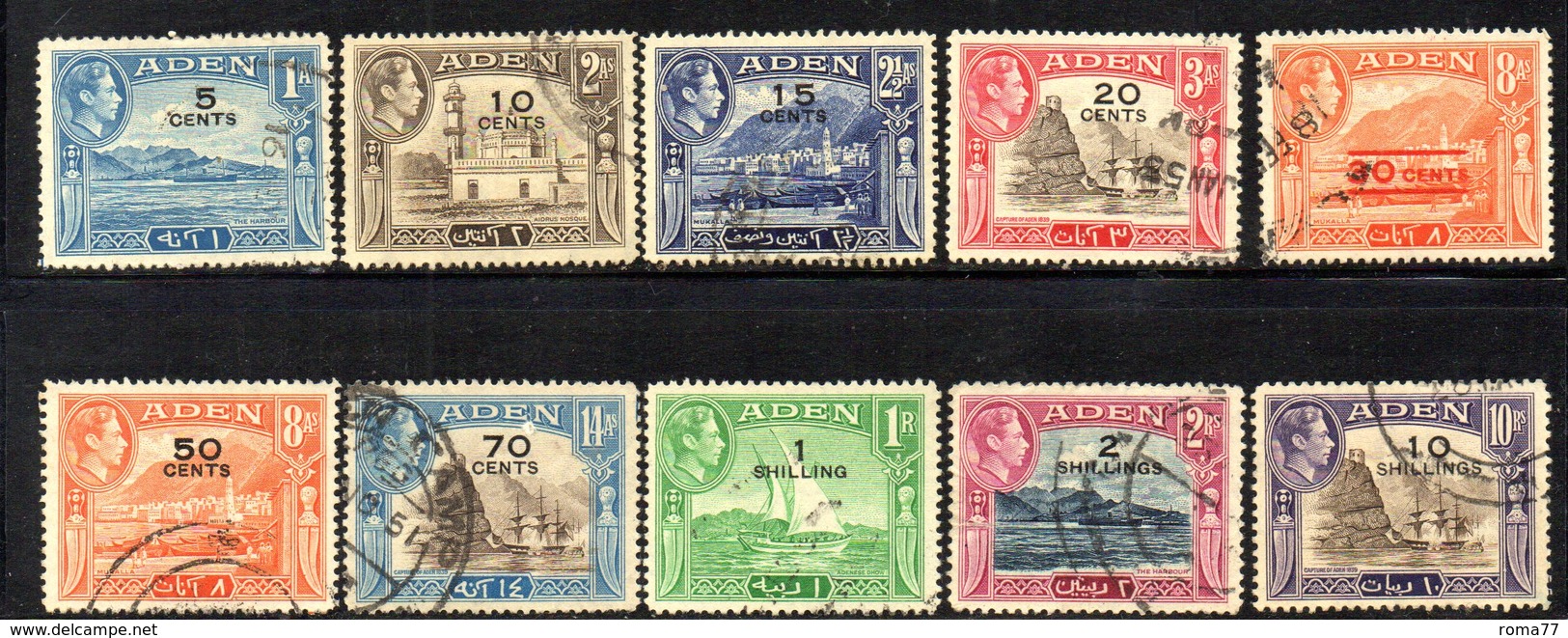 CI1014 - ADEN 1937 , Serietta  Yvert N. 36/46  Usata (manca Solo Il 5 Sh) (2380A) - Aden (1854-1963)