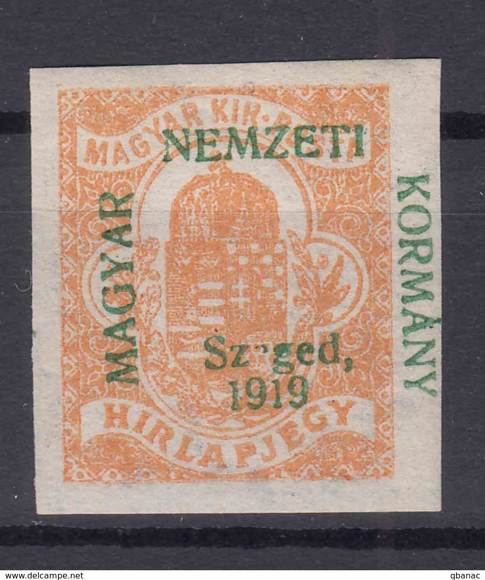 Hungary Szegedin Szeged 1919 Mi#1 Mint Hinged, Error Overprint - Sz_ged Instead Of Szeged - Szeged