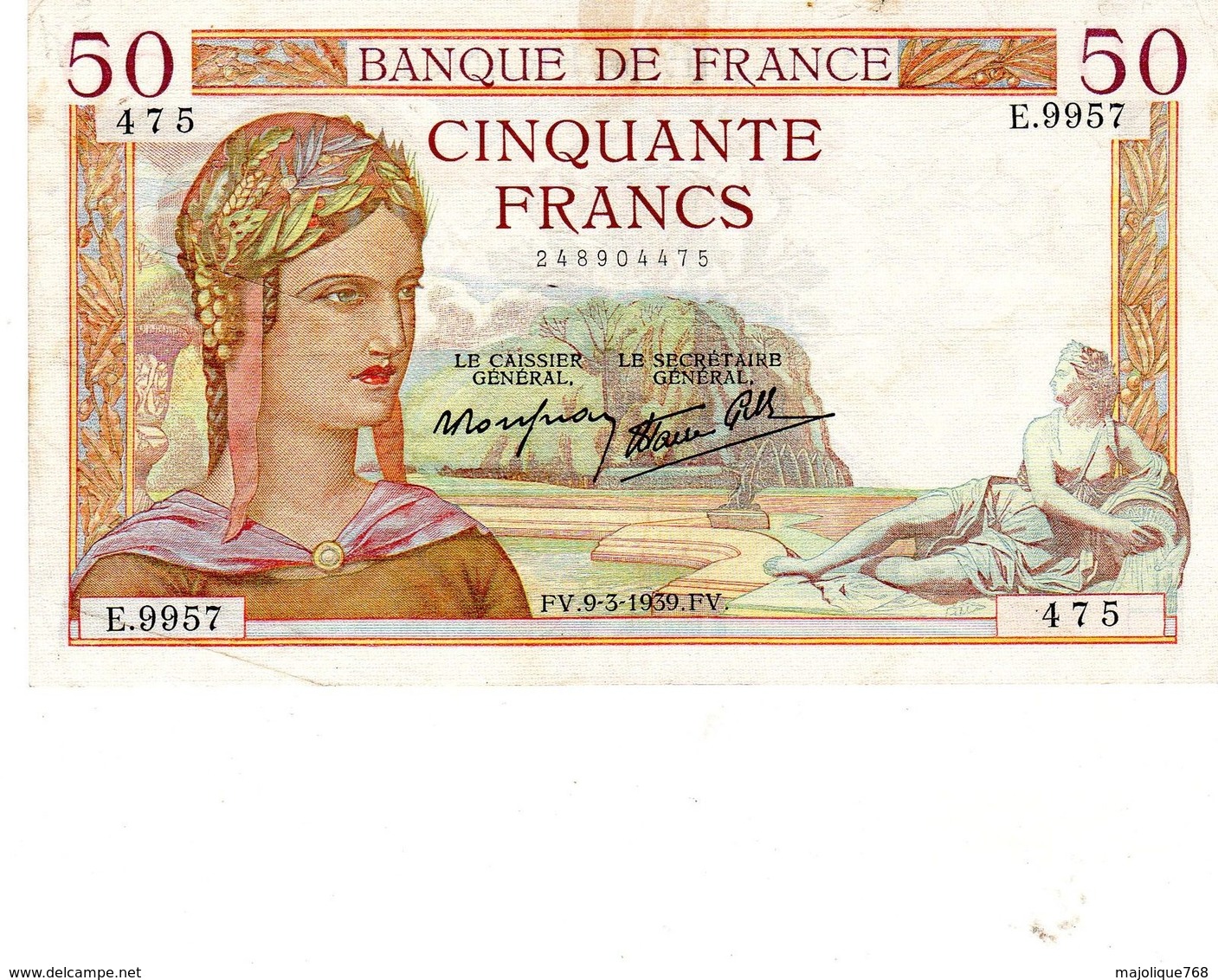 Billet De 50 Francs Cérès Le 09-03-1939 En Sup - 50 F 1934-1940 ''Cérès''