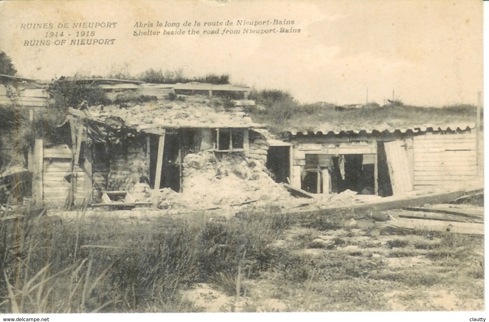 Cpa Nieuport - Belgique  , Ww1 , Abris Le Long De La Route De Nieuport-Bains , Voyagée 1919 - Nieuwpoort