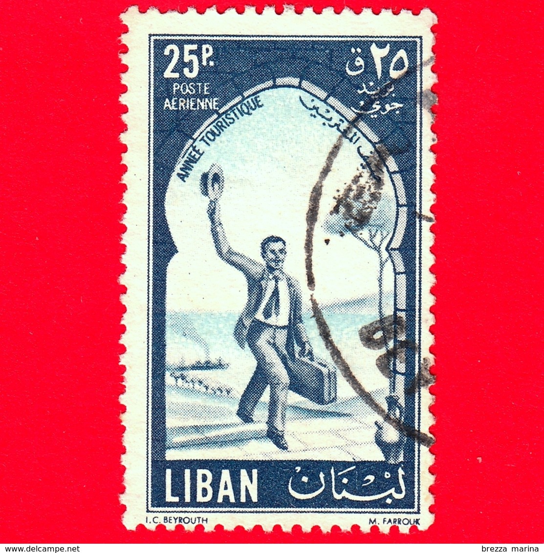 LIBANO - Usato - 1955 - Anno Turistico Internazionale - 25 - P. Aerea - Libano