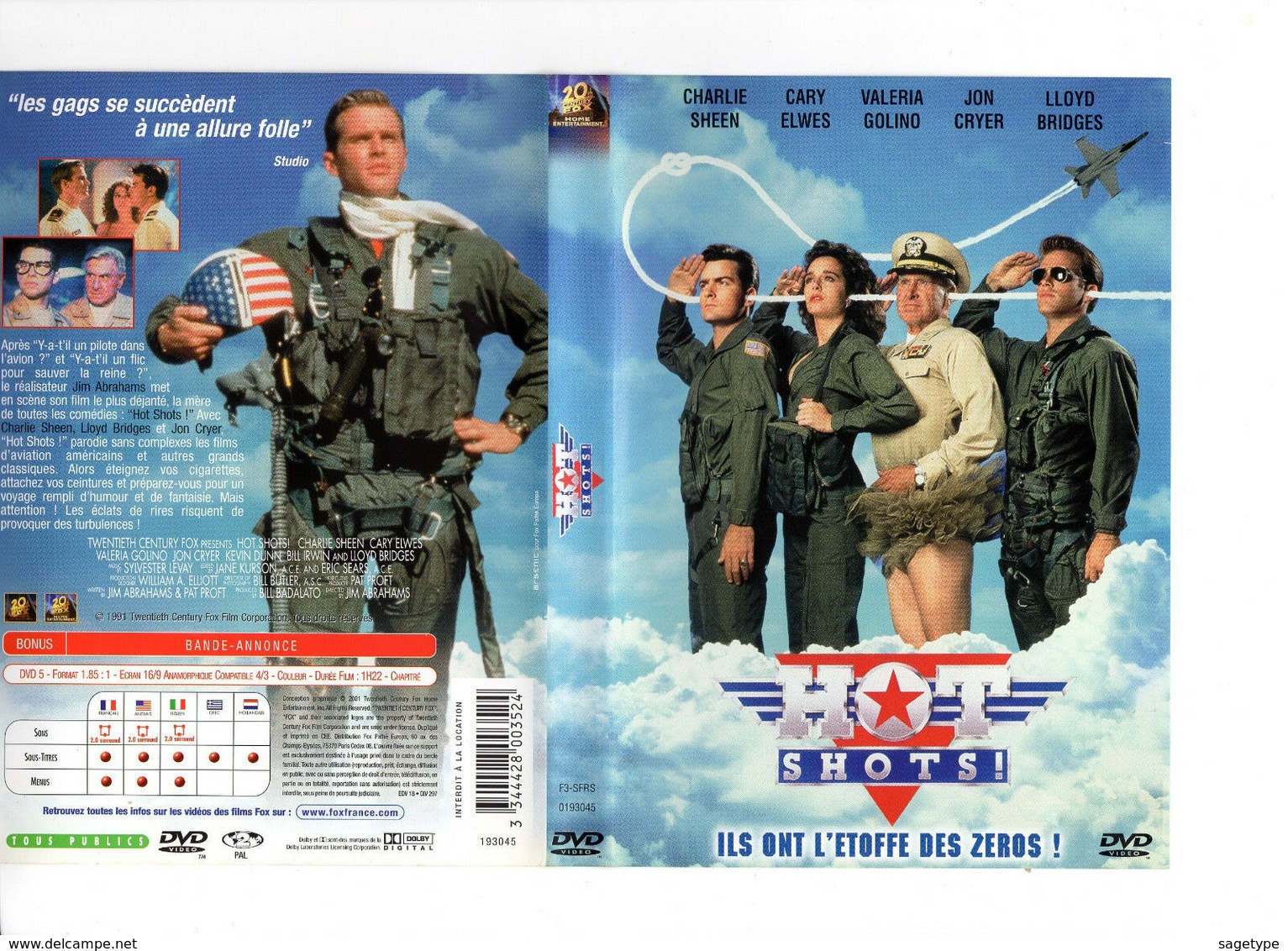 DVD : HOT SHOTS - Charlie SHEEN - ELWES - GOLINO - CRYER - ABRAHAMS - Non Réembalé (1) - Comédie