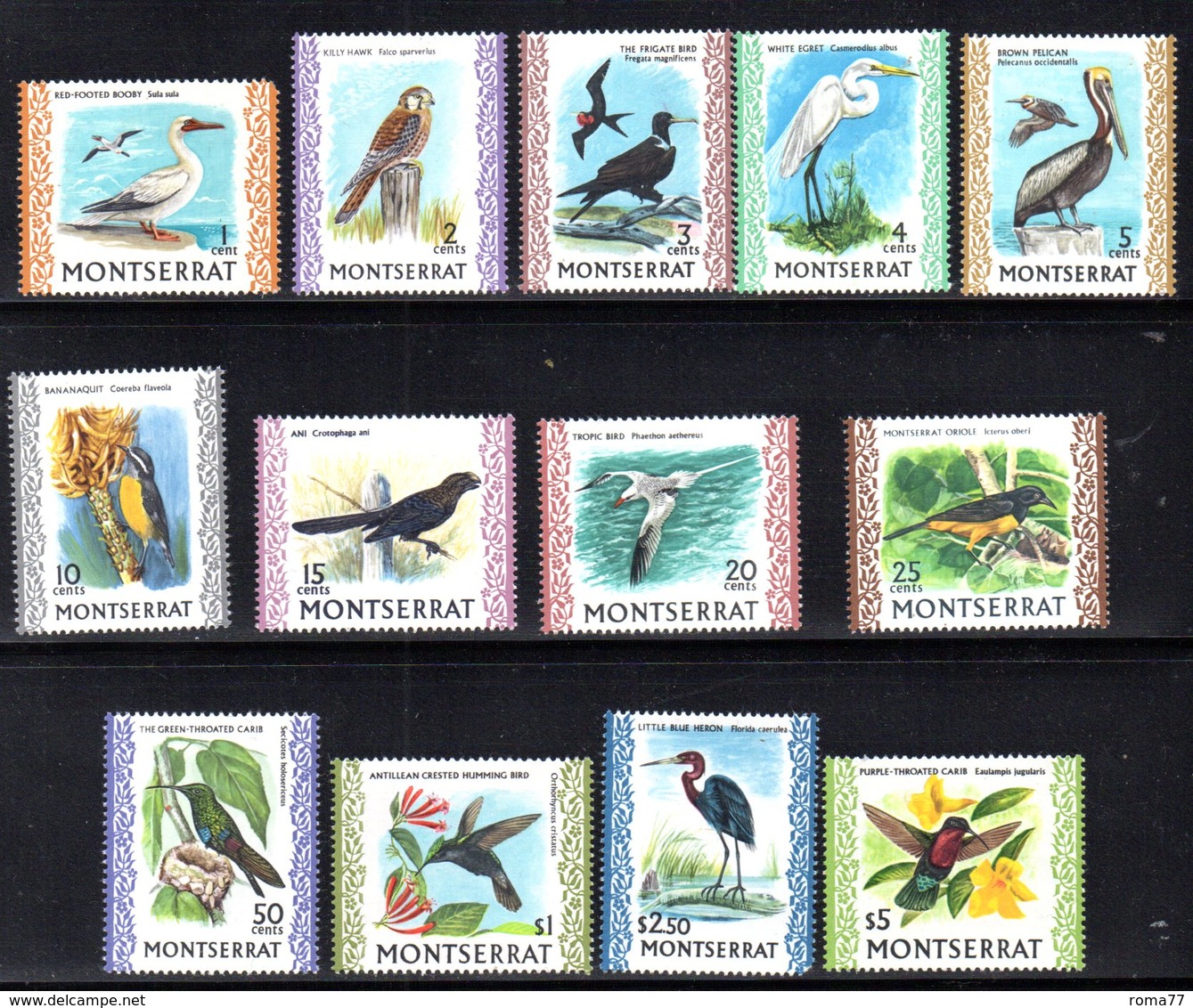 CI1023 - MONTSERRAT 1970 , Serie Yvert N. 231/243 ***  MNH Uccelli Birds (2380A) 13 Valori. Gomma Stanca - Montserrat