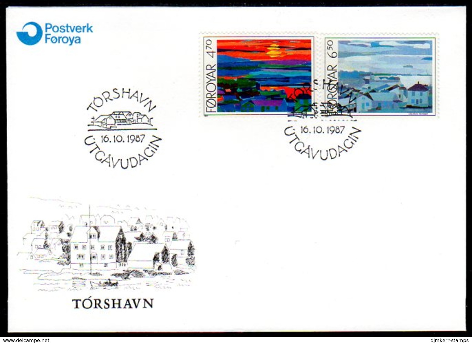 FAROE IS. 1987 Torshavn Paintings On FDC.  Michel 160-61 - Islas Faeroes