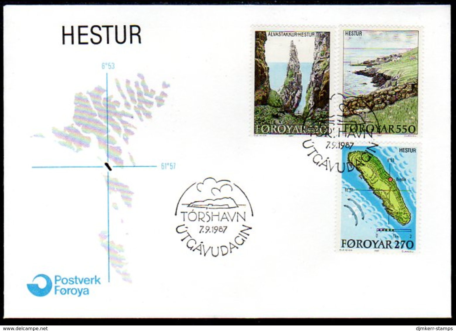 FAROE IS. 1987 Island Of Hestur On Two  FDCs.  Michel 154-58 - Islas Faeroes