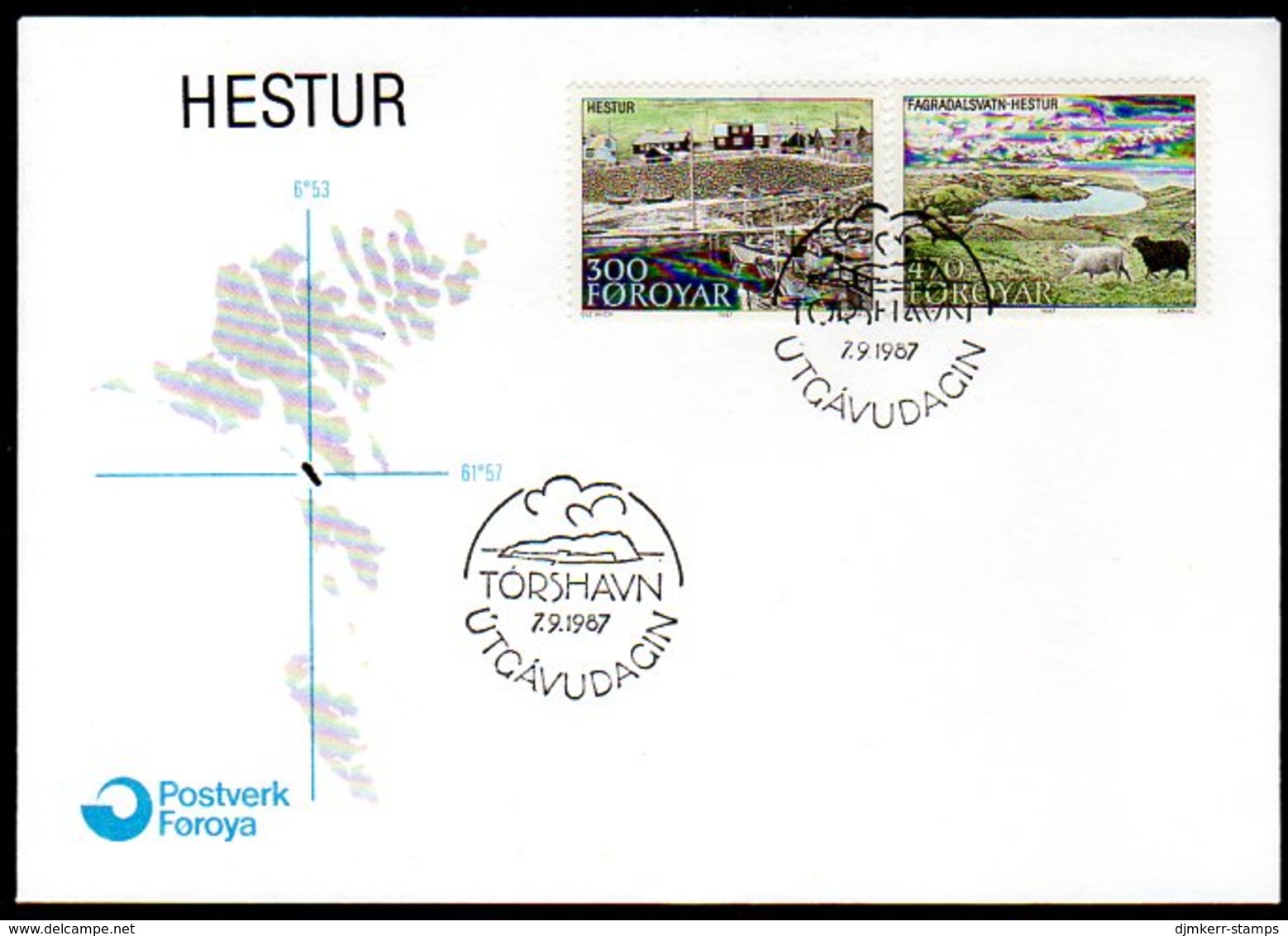 FAROE IS. 1987 Island Of Hestur On Two  FDCs.  Michel 154-58 - Islas Faeroes