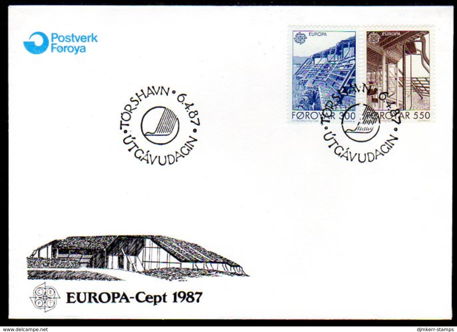 FAROE IS. 1987 Europa:Architecture On FDC.  Michel 149-50 - Islas Faeroes