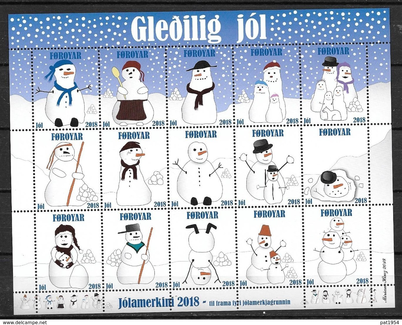Feuille De Vignettes De Noël Des Iles Féroé 2018 Neuve - Faroe Islands