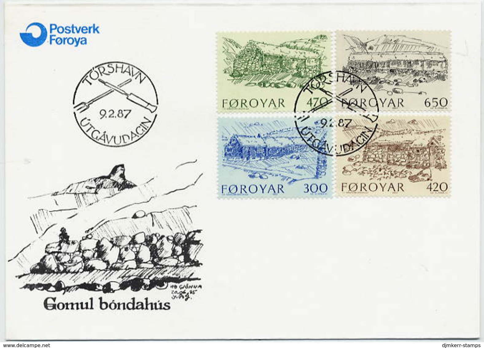 FAROE IS. 1987 Farm Buildings On FDC.  Michel 145-48 - Faroe Islands