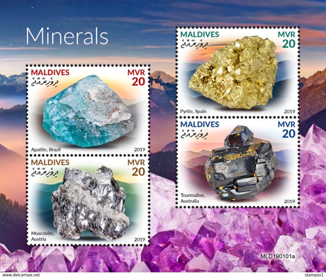 Maldives. 2019  Minerals. (0101a) OFFICIAL ISSUE - Minerals