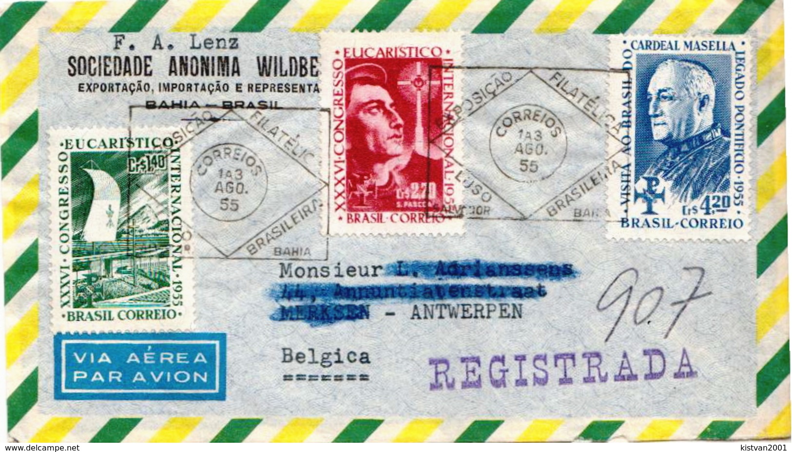 Postal History Cover: Brazil Set On Cover - Christianity