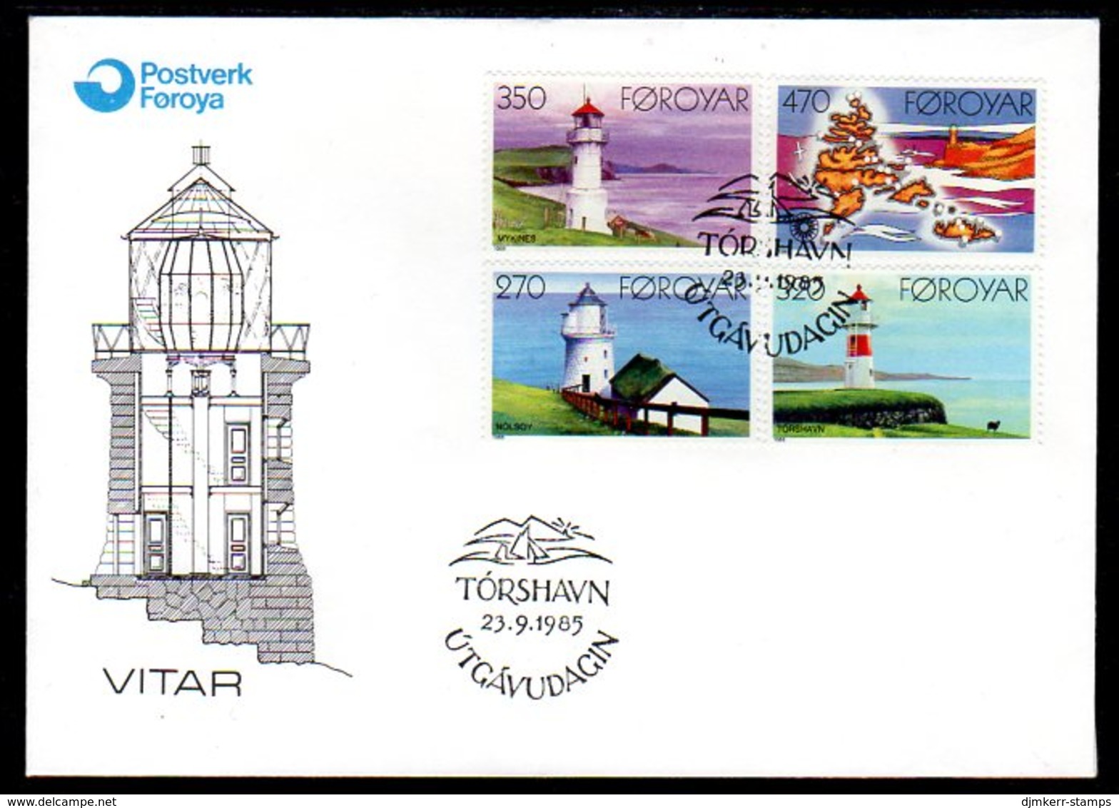 FAROE IS. 1985 Lighthouses On FDC.  Michel 121-24 - Islas Faeroes