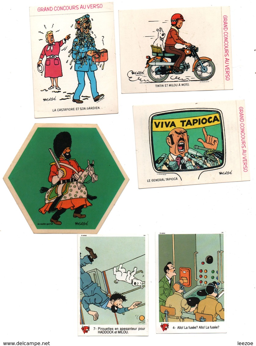 Autocollants Hergé Tintin Haddock Milou, Vache Qui Rit 1972, 1976, Scans Recto Verso........... - Autocollants