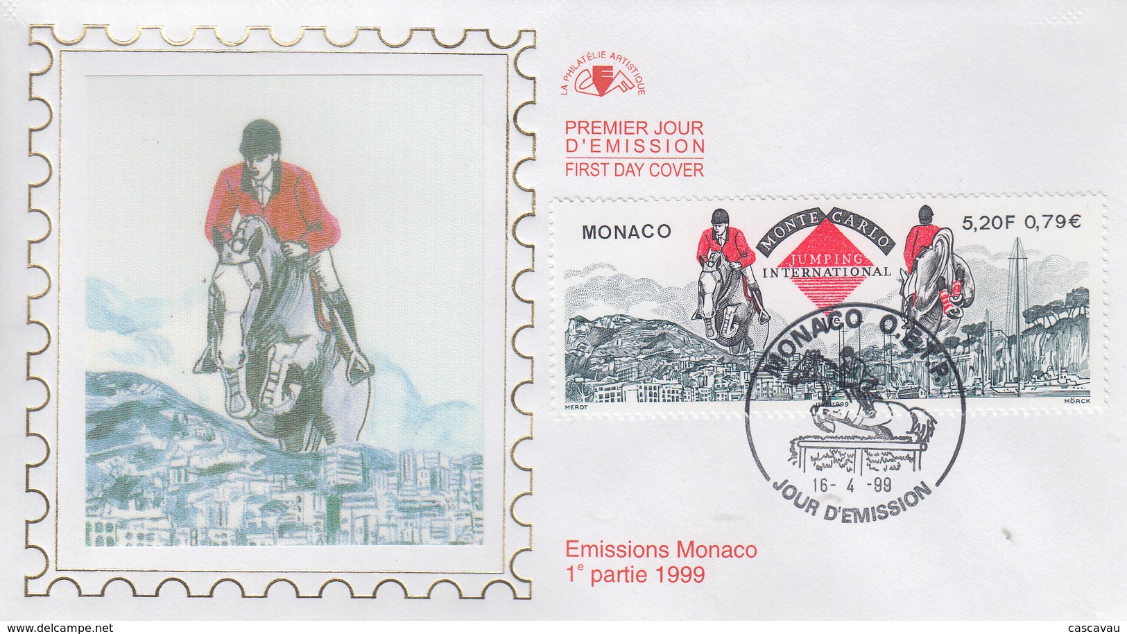 Enveloppe  FDC  1er   Jour   MONACO    Véme  Jumping   International  à   MONTE  CARLO    1999 - Salto