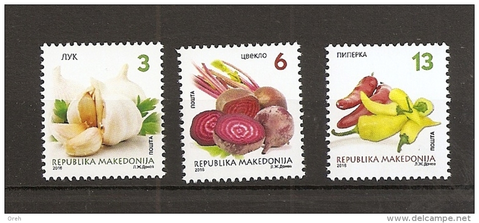 Macedonia 2016,Vegetables, Garlic, Beetroot, Peppers, Flora, Definitive Stamps,mnh - North Macedonia