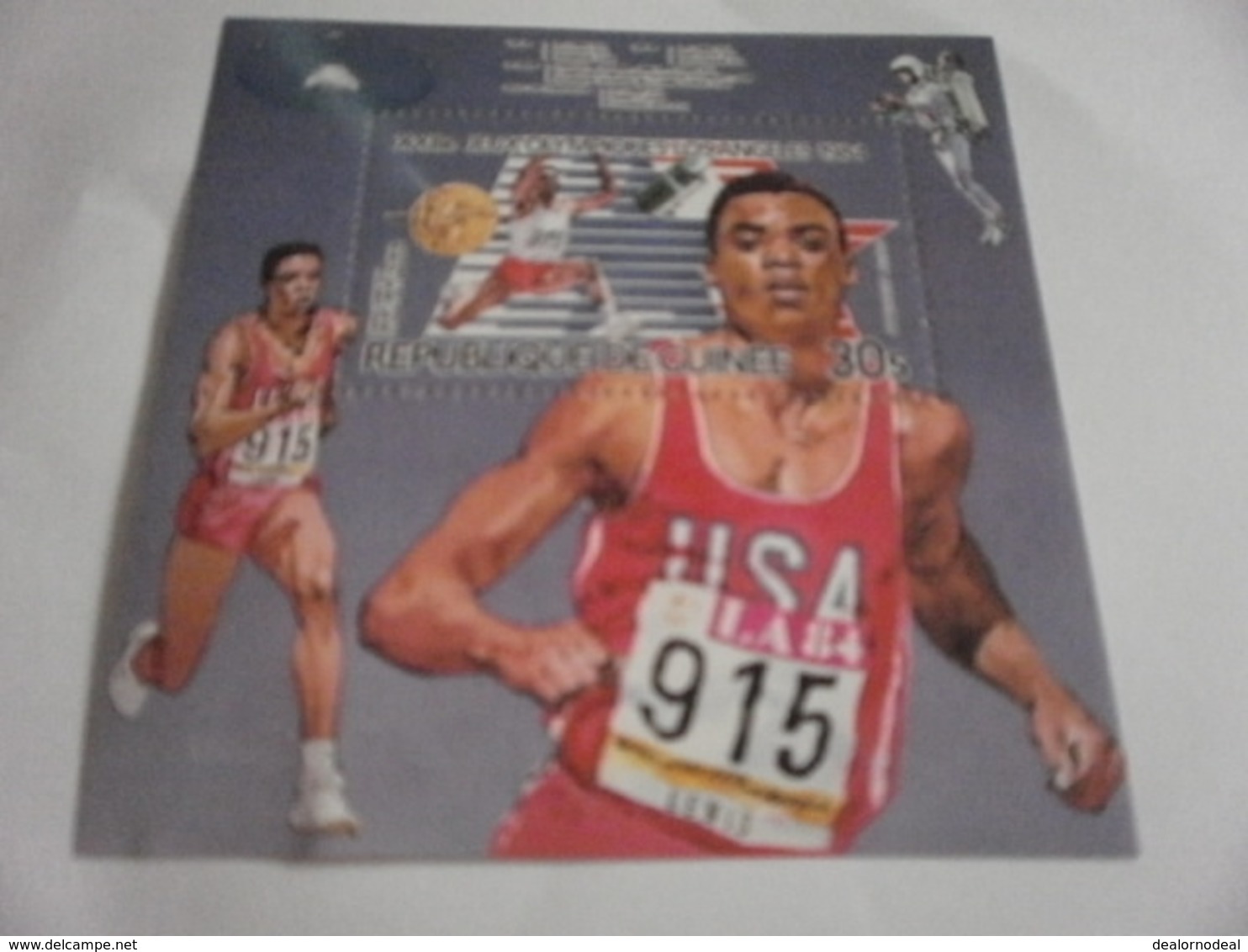 Miniature Sheet Perf 1984 Los Angeles Olympics Carl Lewis - Guinea (1958-...)