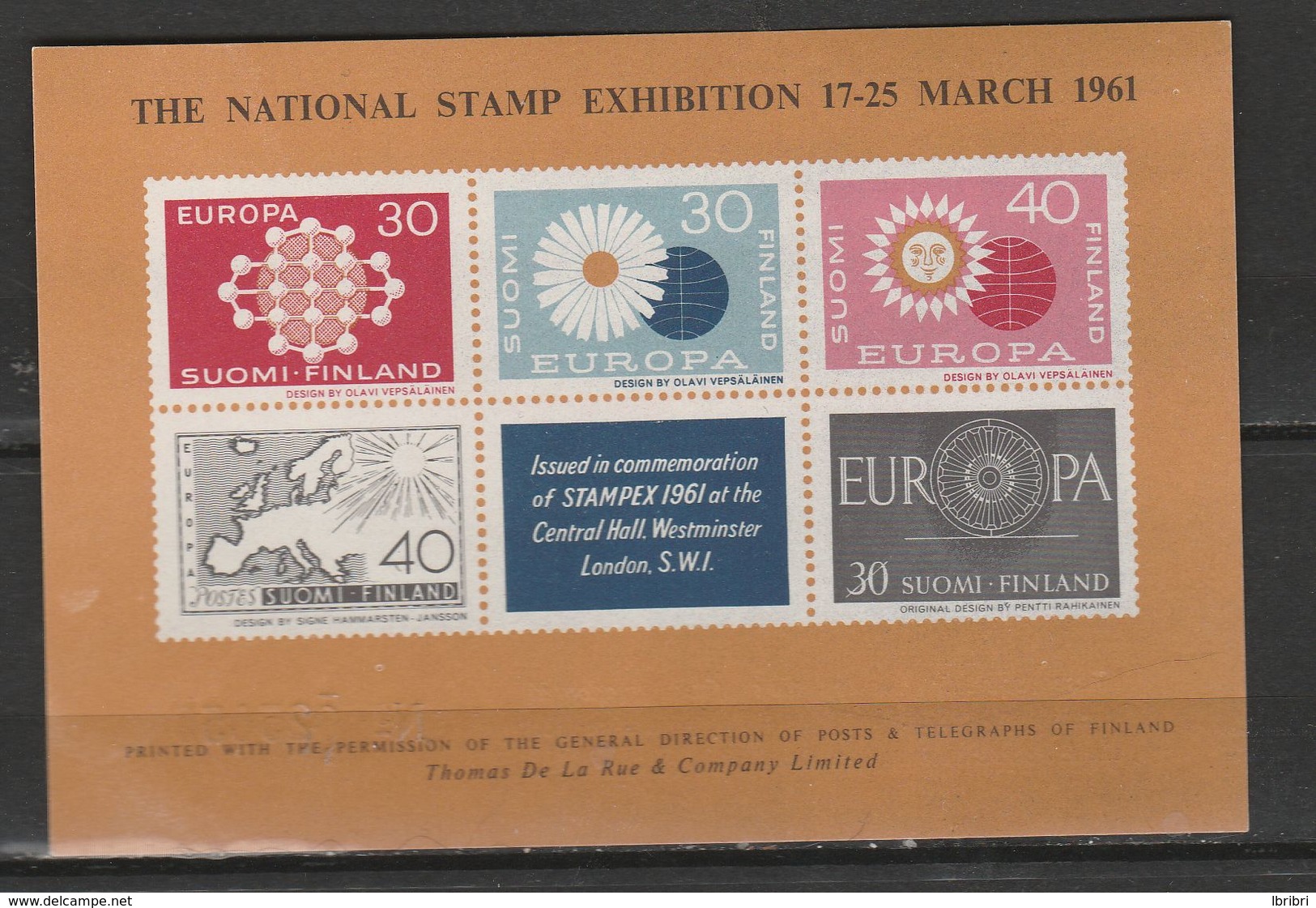 GRANDE BRETAGNE EUROPA 17-25 MARS 1961 NUMEROTE - Probe- Und Nachdrucke