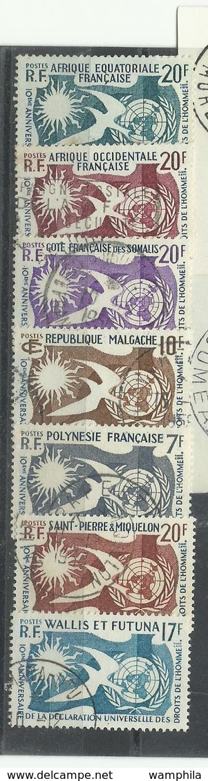 Col Gen. 1958 10 Anniv. Decl. Droits De L'homme, 11 Valeurs Obl. Cote YT 38€80 - Non Classés