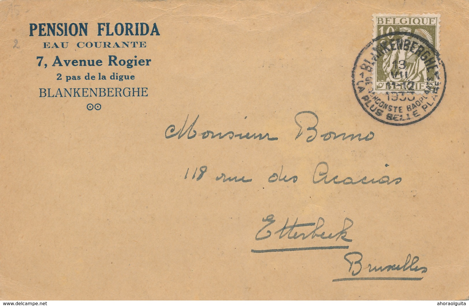 161/29 -  Carte Privée TP CérèsBLANKENBERGHE 1933 - Entete Pension Florida - Texte Sur Nouvelle Adresse - 1932 Ceres Und Mercure