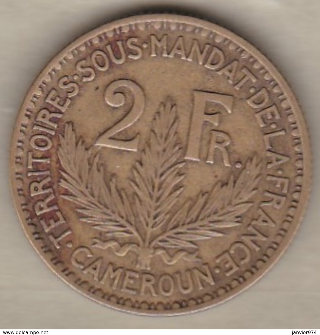 Territoire Sous Mandat De La France. Cameroun. 2 Francs 1924. KM# 3, Lec# 10 - Cameroun