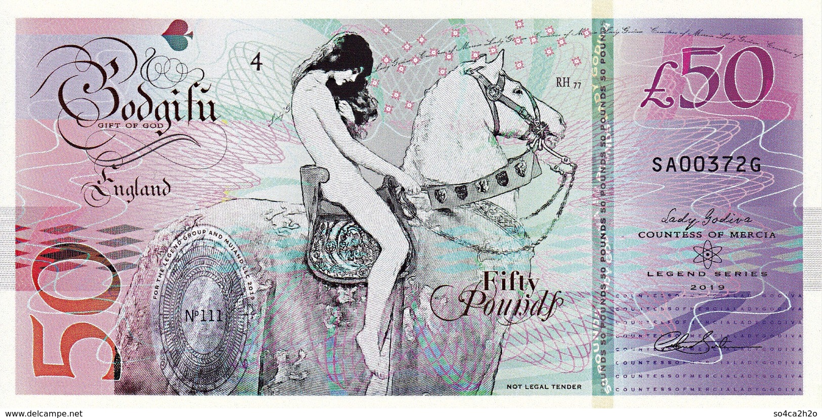 MUJAND REPUBLIC Série Légende Lady Godiva 50 Pounds 2019 - Fictifs & Spécimens