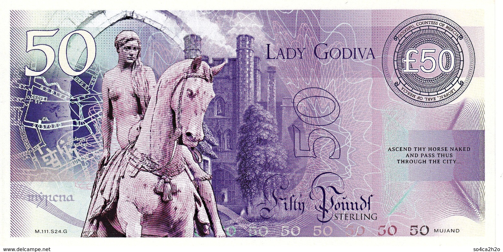 MUJAND REPUBLIC Série Légende Lady Godiva 50 Pounds 2019 - Fiktive & Specimen