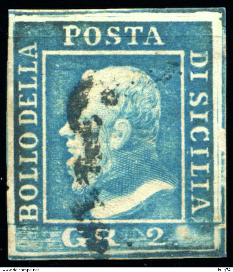 1859 SICILIA 2 GR. TAV III POS.83 USATO BEN MARGINATO - USED VERY FINE - Sicilia