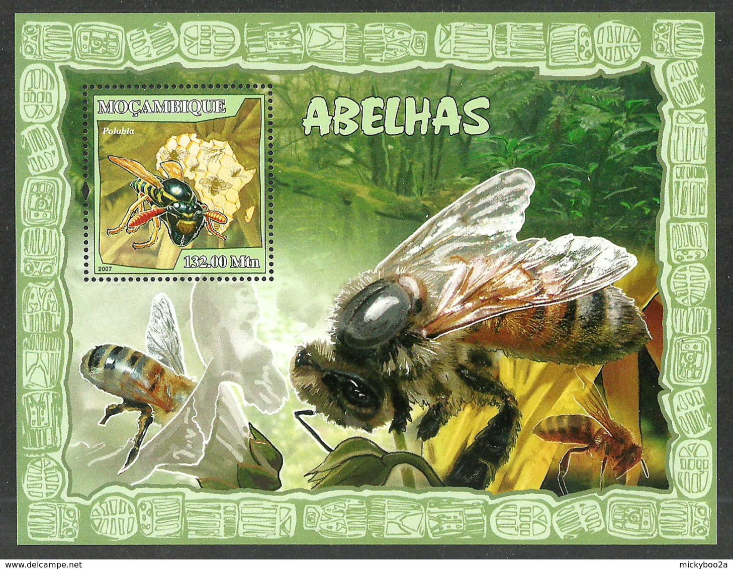 MOZAMBIQUE 2007 INSECTS BEES FLOWERS M/SHEET MNH - Mozambique