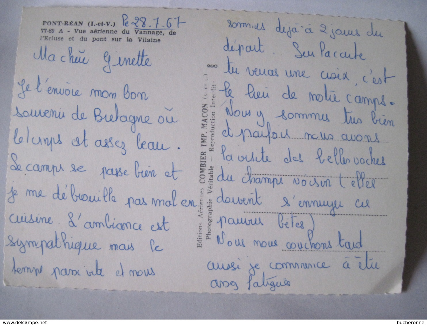 CPA  22 PONT-REAN Vue Aérienne Du Vannage De L'Ecluse  1967 TBE Petit Pli Bas Gauche - Autres & Non Classés