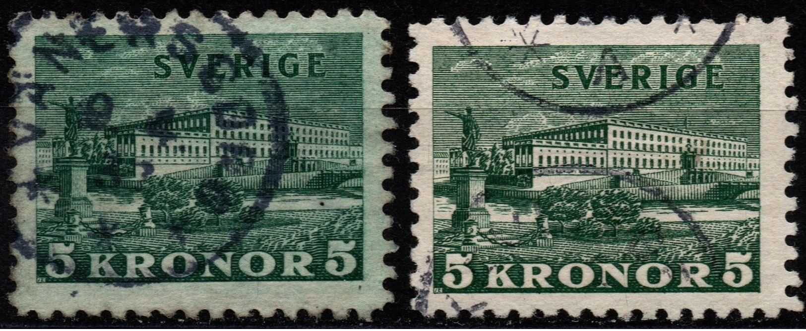 Sweden 1931 - Royal Palace - White + Colored Paper - Facit #233A+B - Mi #215A+B - Used - Oblitérés