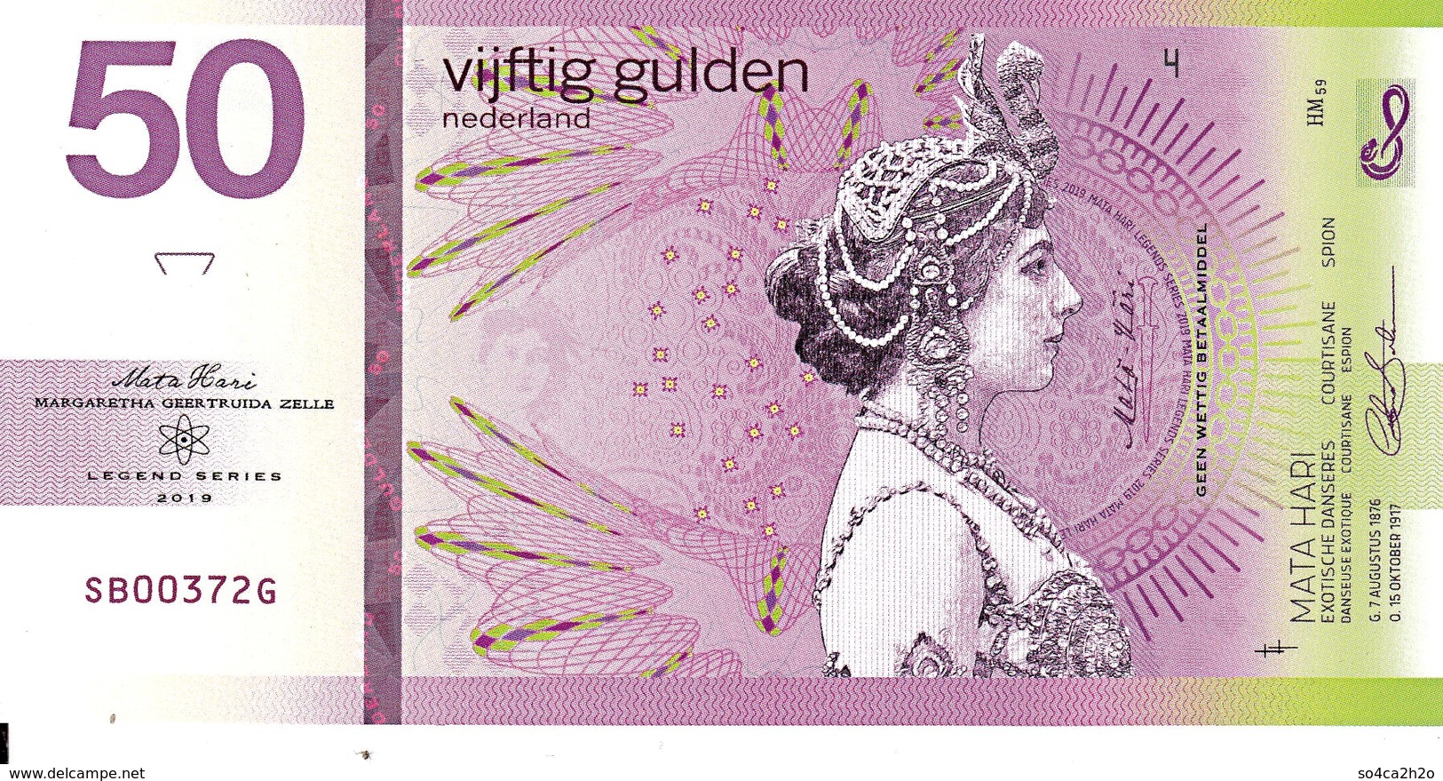 MUJAND REPUBLIC Série Légende Mata Hari 50 Gulden 2019 UNC Billet Polymer - Fiktive & Specimen