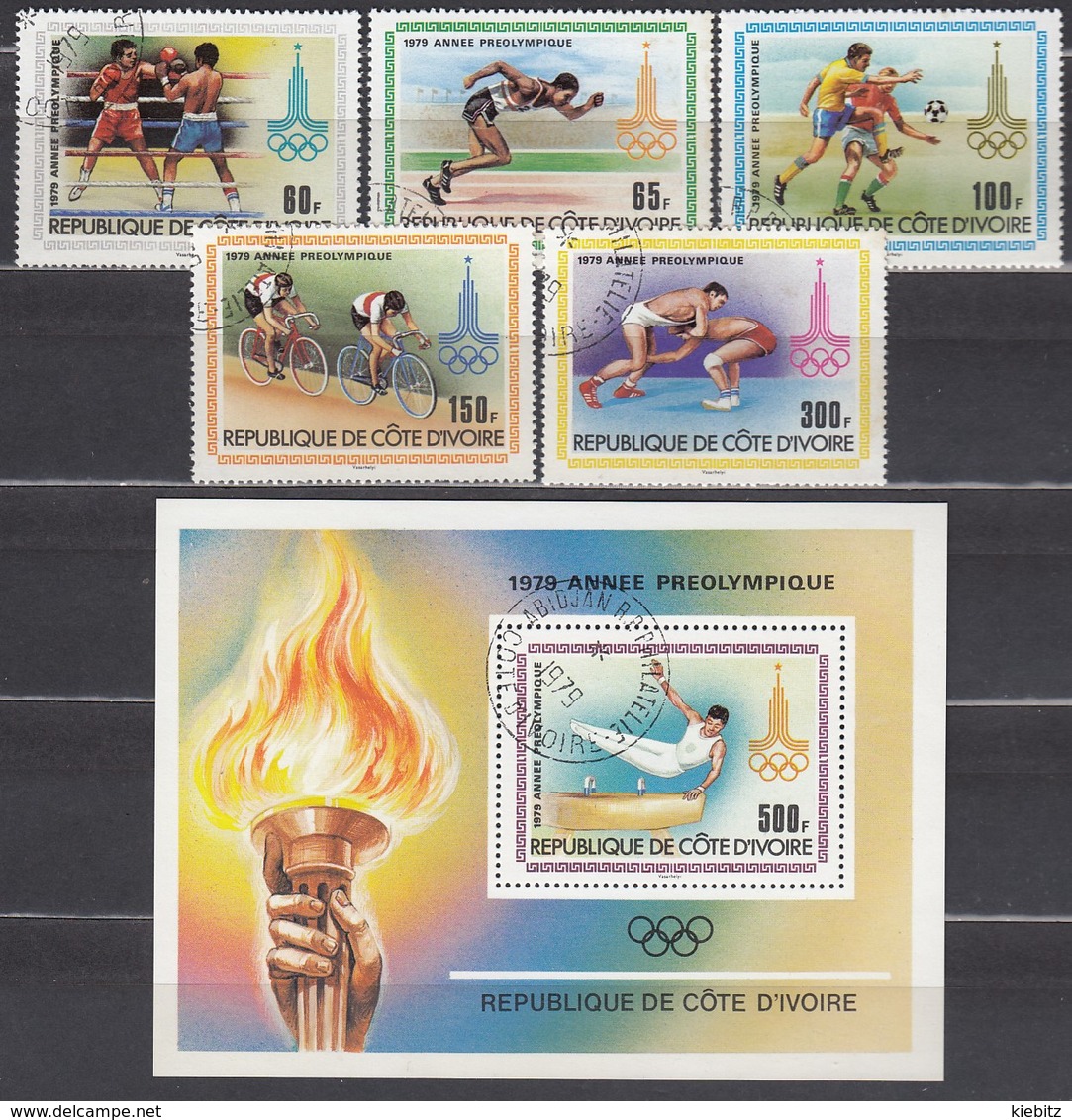 1980 MOSKAU - Elfenbeinküste - MiNr: 614-618 + Block 15 Used - Ete 1980: Moscou