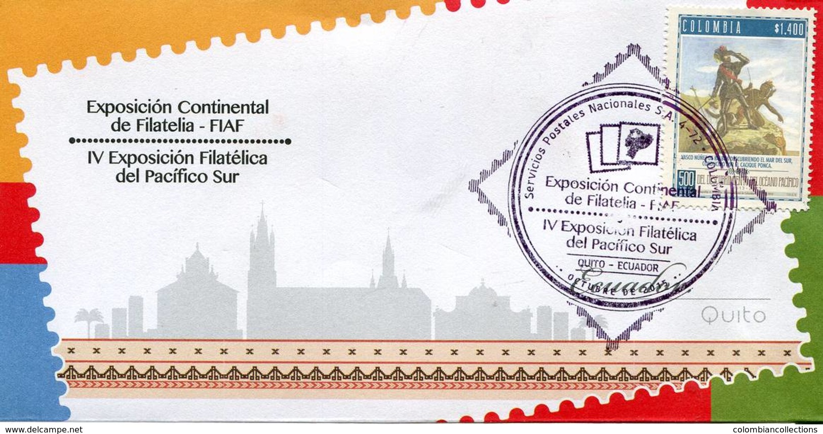 Lote 2015-MP2, Colombia, 2015, SPD-FDC, Marca Postal, Exposicion Continental Filatelia, Expo Philately, Quito,indigenous - Colombia