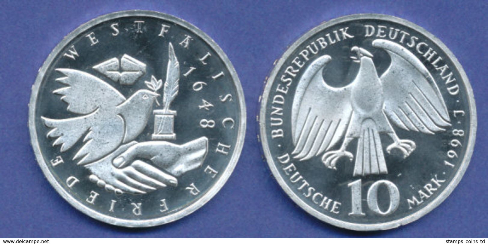 Bundesrepublik 10DM Silber-Gedenkmünze 1998, Westfälischer Friede - Autres & Non Classés