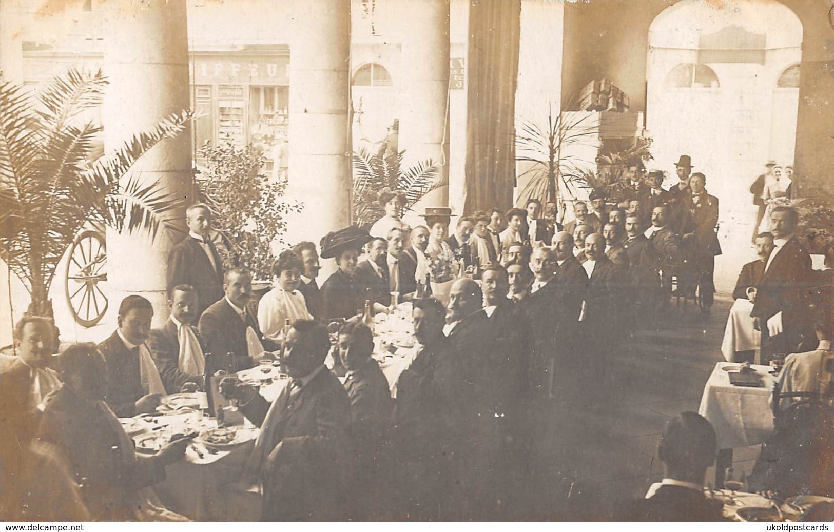 CPA -  06,  MENTON - Hotel Des Négociants Restaurant Gay Et Du Cercle - Carte Photo 1908 - Menton